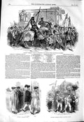 Original Old Antique Print 1850 Lichfield Greenhill Bower Statue Johnson 19th