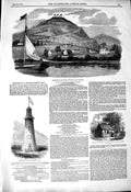 Original Old Antique Print 1850 Memorial John Barrow Hoad-Hill Cottage 19th