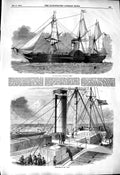 Original Old Antique Print 1850 British Mail Steam Sailing Ship Asia Sea 19th