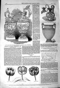 Original Old Antique Print 1850 Tulips Flowers Ancient Art Silver Ewers Va 19th