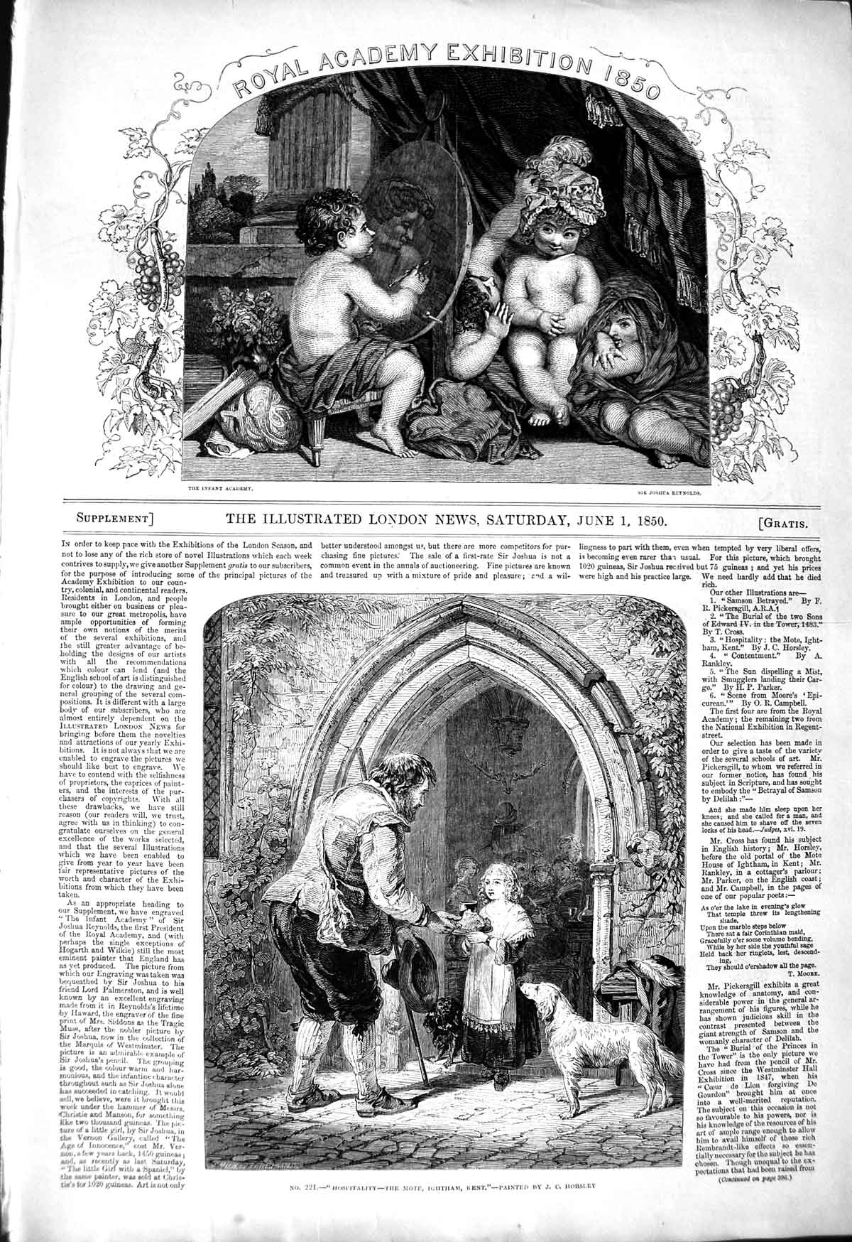 Old Antique Print 1850 Royal Academy Exhibition Samson Family Smugglers 19th