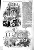 Original Old Antique Print 1850 Jubilee St. Sang Bruges Benediction Cathedral