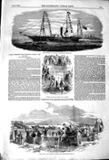Original Old Antique Print 1850 Viceroy Steamer Ship Dock Quay Galway Bay Mail