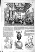 Original Old Antique Print 1850 Sculpture Gallery Hernesse Park-Lane Sculptures
