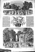 Original Old Antique Print 1850 Cheltenham Horticultural Exhibition Royal Well
