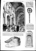 Original Old Antique Print 1850 Willis Christchurch Cathedral Oxford Waynflete