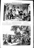 Old Antique Print 1850 Art Studio Painting Family Carriage Roadside Inn 19th