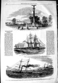 Original Old Antique Print 1850 Ship Pacquete Santos Richardson Slaver Pluto