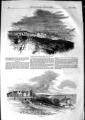 Original Old Antique Print 1850 England Herne Pier Kent Folkestone Victorian