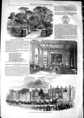 Original Old Antique Print 1850 Robert Peel Garden Funeral Cambridge Piccadilly