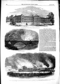 Old Antique Print 1850 Surrey School Annerly Fire San Francisco Bristol 19th