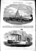 Old Antique Print 1850 Alarm Yacht Ship Barnpool Griffith Buffalo Harbour 19th