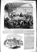 Original Old Antique Print 1850 Alfred Free Grammar School Wantage Robert Peel