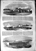 Original Old Antique Print 1850 Great Northern Railway Peterborough Welwyn 19th