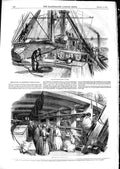 Original Old Antique Print 1850 Emigration Needlewomen Deck Ship 19th