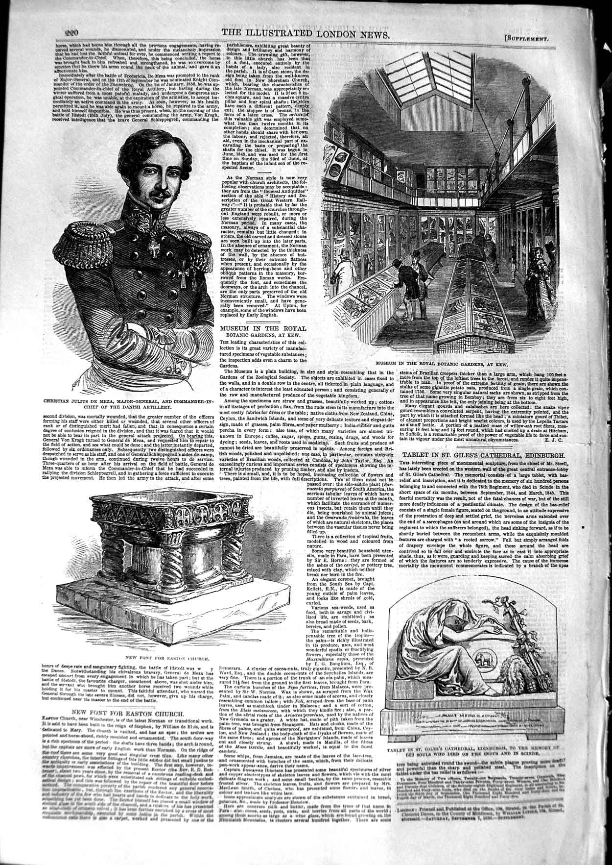 Old Antique Print 1850 Museum Kew Christian Meza Edinburgh Church Fashion 19th