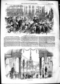 Original Old Antique Print 1850 French President Rue Jean Caen Ball Cherbourg
