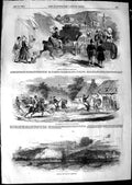 Original Old Antique Print 1850 Harbour Town Cherbourg War Ships Transport 19th