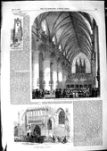 Old Antique Print 1850 Musical Festival Gloucester Cathedral Pilgrim Door 19th