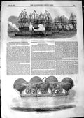 Old Antique Print 1850 Petin Aerial Navigation French President Cherbourg 19th