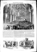 Original Old Antique Print 1850 Exeter Cathedral Athletic Games Woolwich Sport