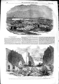 Original Old Antique Print 1850 Lewes Great Sheep Fair Fire Park Lane London
