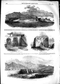 Original Old Antique Print 1850 Great Wall China Monumnetal Slabs Wonder World