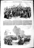 Original Old Antique Print 1850 Emigration Australia Grand Review Versailles