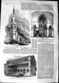 Original Old Antique Print 1850 Church Trinity Haverstock School Castle Street