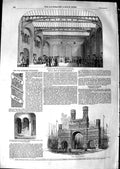 Original Old Antique Print 1850 Corn Exchange Nottingham Royal Arch Dundee 19th