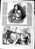 Old Antique Print 1850 Mdlle' Jetty Treffz Templar Play Princess Theatre 19th