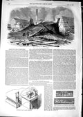 Original Old Antique Print 1850 Fire Bermondsey Bakewell Electric Telegraph