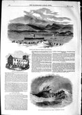 Old Antique Print 1850 Ship Dragon-Fly Lake Windermere Lalla Rookh Church 19th