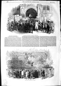 Original Old Antique Print 1850 Papal Agression Great City Meeting Guildhall