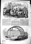 Original Old Antique Print 1850 Great Exhibition Building Transept RoRibs 19th