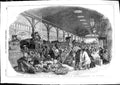 Old Antique Print 1850 Arrival Christmas Train Eastern Counties Railway 19th