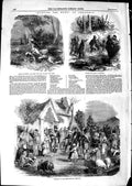 Original Old Antique Print 1850 Hunting Wren Christmas Sport 19th