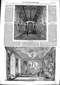 Old Antique Print 1851 Windsor Castle Guard Presence Chamber Apartments 19th
