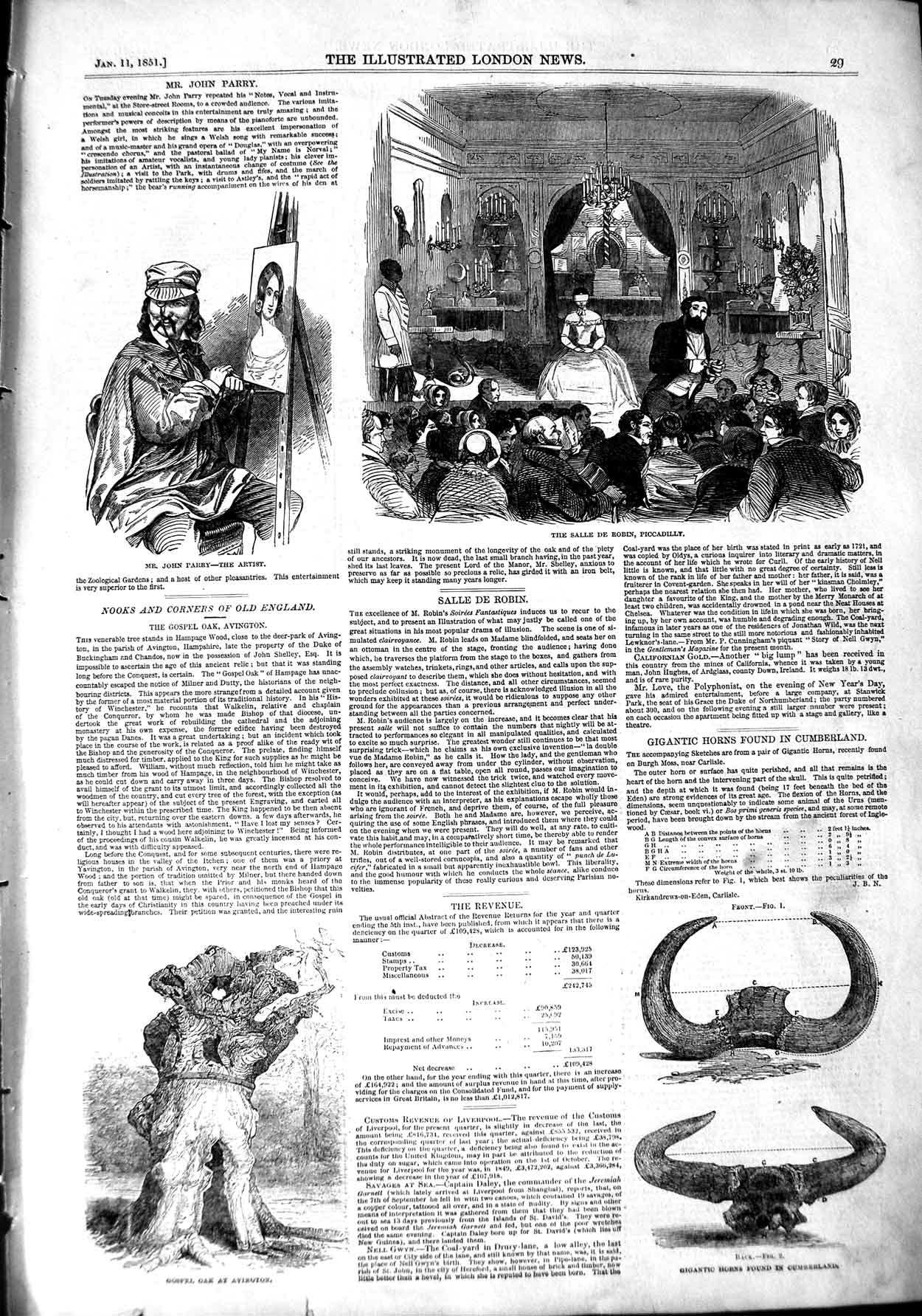 Original Old Antique Print 1851 Salle Robin Piccadilly John Parry Gospel O 19th