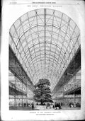 Original Old Antique Print 1851 Interior Transept Great Exhibition B Victorian