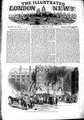 Old Antique Print 1851 Fire Clock Tower House Parliament London England 19th