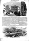 Original Old Antique Print 1851 College Propaganda Rome Piazza Spagna Punja 19th