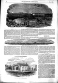 Original Old Antique Print 1851 Church Vizianagram Madras India Ferozepore Fort