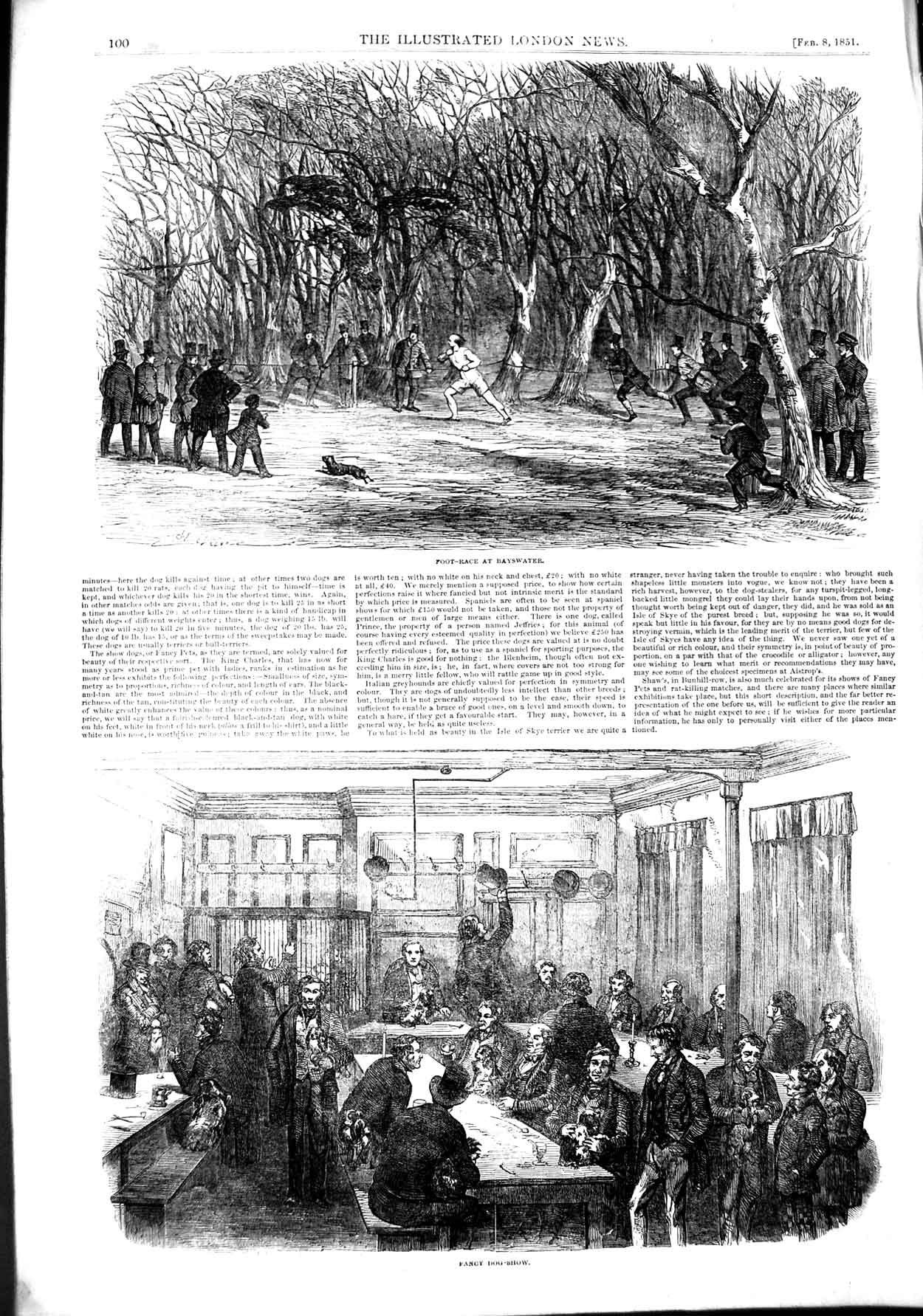 Original Old Antique Print 1851 Athletics Running Race Bayswater Fancy D 19th