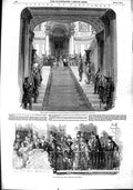 Original Old Antique Print 1851 Queen England Parliament Buckingham Palace 19th