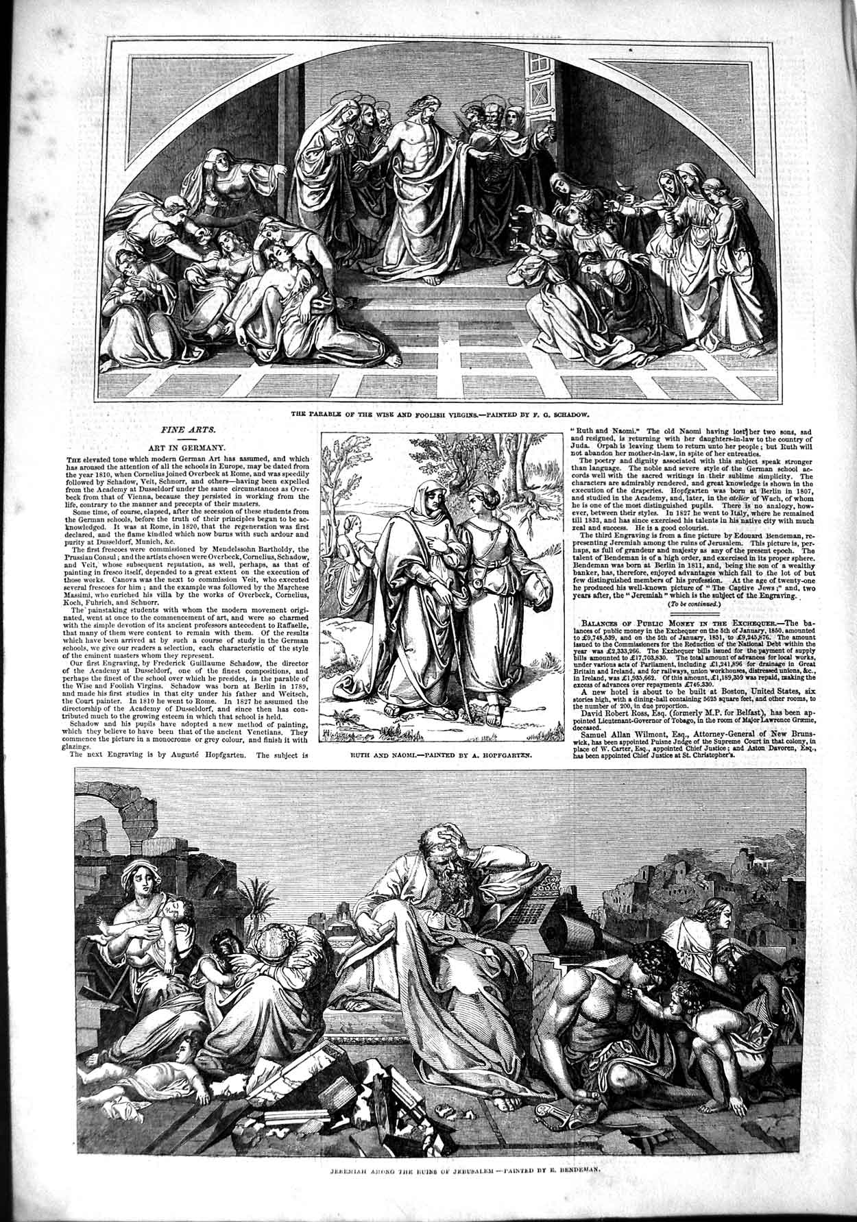 Old Antique Print 1851 Jeremiah Ruins Jerusalem Ruth Naomi Parade Virgins 19th