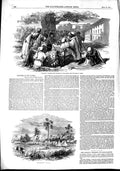 Original Old Antique Print 1851 Encampment Jaswong Governor Gambia Kin Victorian