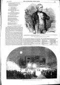 Original Old Antique Print 1851 Fireworks Birr Castle Parsonstown Rosse 19th