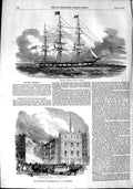 Old Antique Print 1851 Ship Hibernia Quebec Fire Tooley Street Southwark 19th