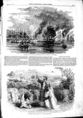 Old Antique Print 1851 Colliers Harbour North Shields Ships Theatre Azael 19th